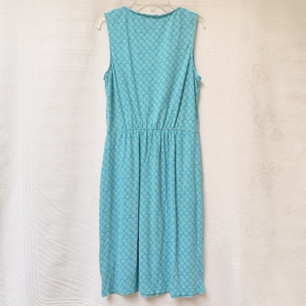 Boden Womens 8 R Midi Dress Boho Scoop Green Sleeveless Pockets Geometric Cotton - Picture 4 of 10